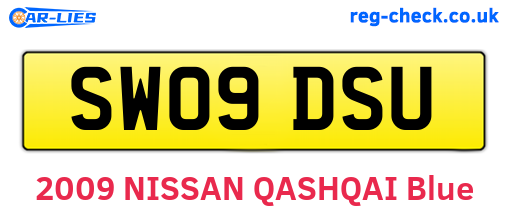 SW09DSU are the vehicle registration plates.