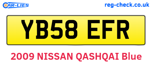 YB58EFR are the vehicle registration plates.