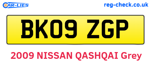 BK09ZGP are the vehicle registration plates.