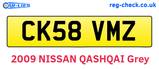 CK58VMZ are the vehicle registration plates.
