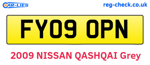 FY09OPN are the vehicle registration plates.