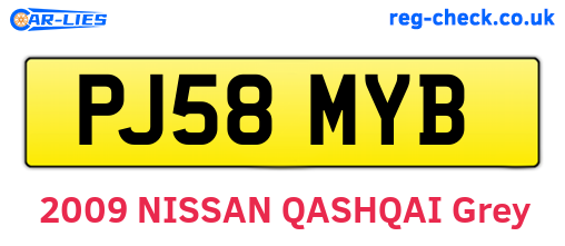 PJ58MYB are the vehicle registration plates.
