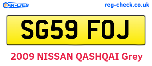 SG59FOJ are the vehicle registration plates.