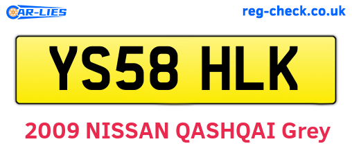 YS58HLK are the vehicle registration plates.