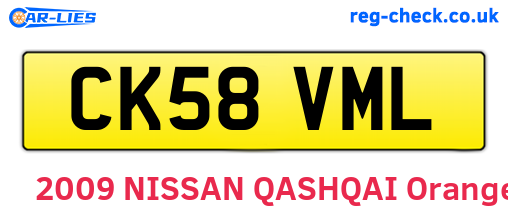 CK58VML are the vehicle registration plates.