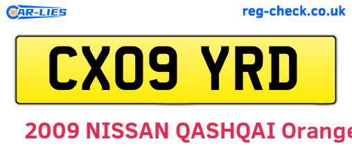 CX09YRD are the vehicle registration plates.