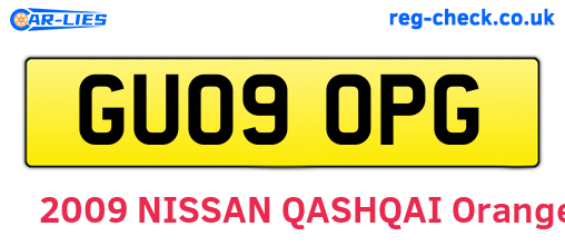 GU09OPG are the vehicle registration plates.