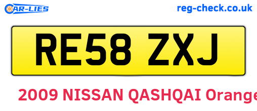 RE58ZXJ are the vehicle registration plates.