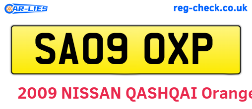 SA09OXP are the vehicle registration plates.