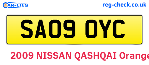 SA09OYC are the vehicle registration plates.