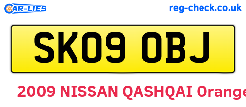 SK09OBJ are the vehicle registration plates.
