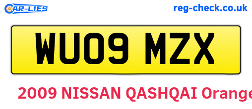 WU09MZX are the vehicle registration plates.