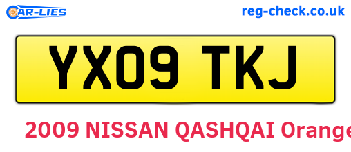 YX09TKJ are the vehicle registration plates.