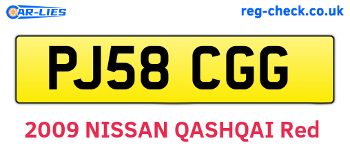 PJ58CGG are the vehicle registration plates.