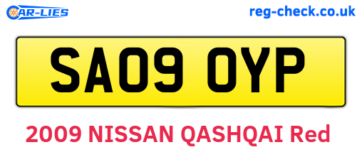 SA09OYP are the vehicle registration plates.