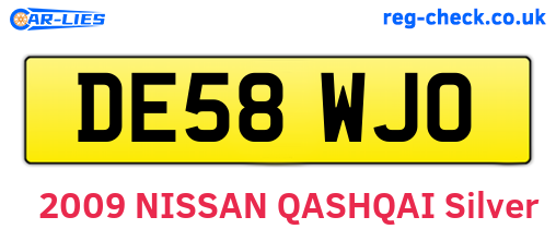 DE58WJO are the vehicle registration plates.