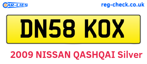 DN58KOX are the vehicle registration plates.