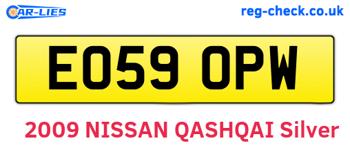 EO59OPW are the vehicle registration plates.