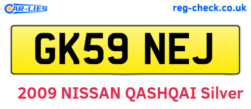 GK59NEJ are the vehicle registration plates.