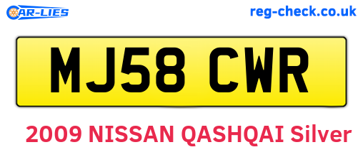 MJ58CWR are the vehicle registration plates.