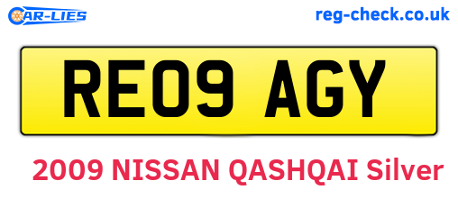 RE09AGY are the vehicle registration plates.