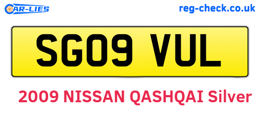 SG09VUL are the vehicle registration plates.