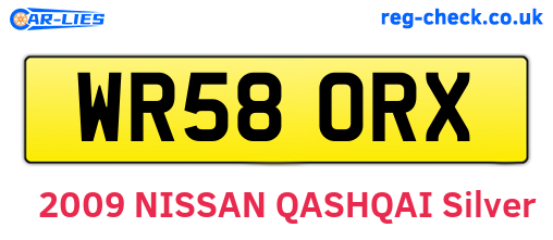 WR58ORX are the vehicle registration plates.
