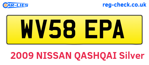 WV58EPA are the vehicle registration plates.