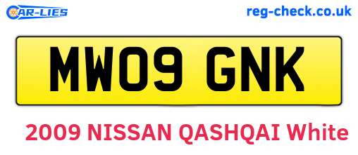 MW09GNK are the vehicle registration plates.