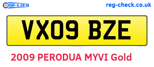 VX09BZE are the vehicle registration plates.