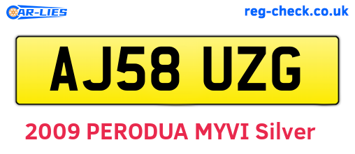 AJ58UZG are the vehicle registration plates.