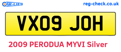 VX09JOH are the vehicle registration plates.