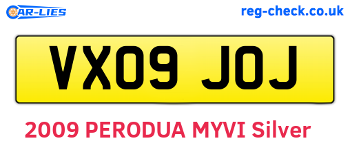 VX09JOJ are the vehicle registration plates.