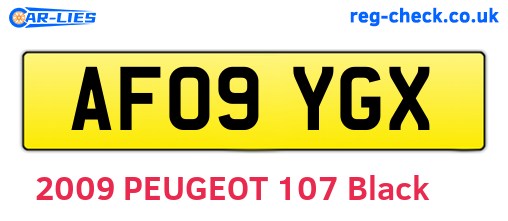 AF09YGX are the vehicle registration plates.