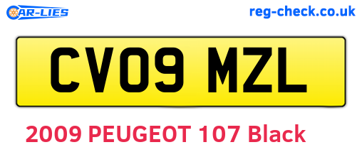 CV09MZL are the vehicle registration plates.