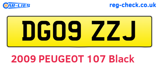 DG09ZZJ are the vehicle registration plates.