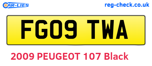 FG09TWA are the vehicle registration plates.