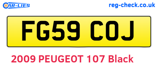 FG59COJ are the vehicle registration plates.