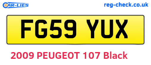 FG59YUX are the vehicle registration plates.