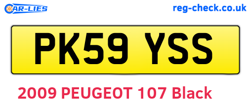 PK59YSS are the vehicle registration plates.