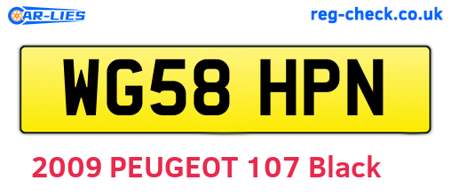 WG58HPN are the vehicle registration plates.