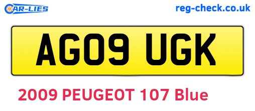 AG09UGK are the vehicle registration plates.