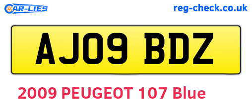 AJ09BDZ are the vehicle registration plates.