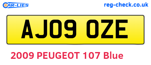 AJ09OZE are the vehicle registration plates.