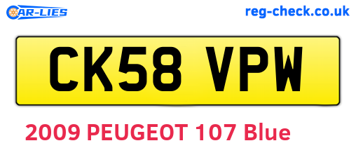 CK58VPW are the vehicle registration plates.