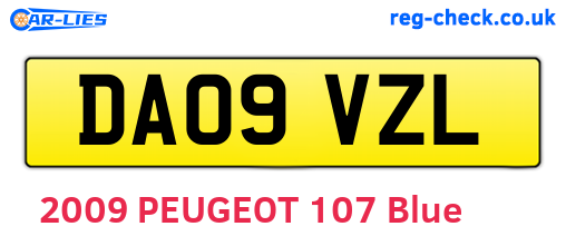 DA09VZL are the vehicle registration plates.
