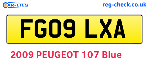FG09LXA are the vehicle registration plates.