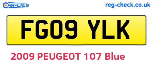 FG09YLK are the vehicle registration plates.