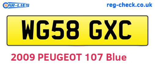 WG58GXC are the vehicle registration plates.