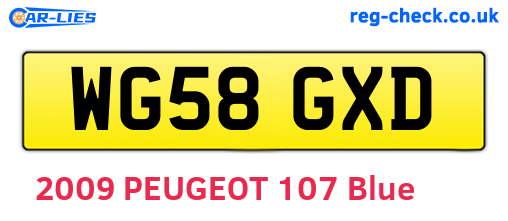 WG58GXD are the vehicle registration plates.